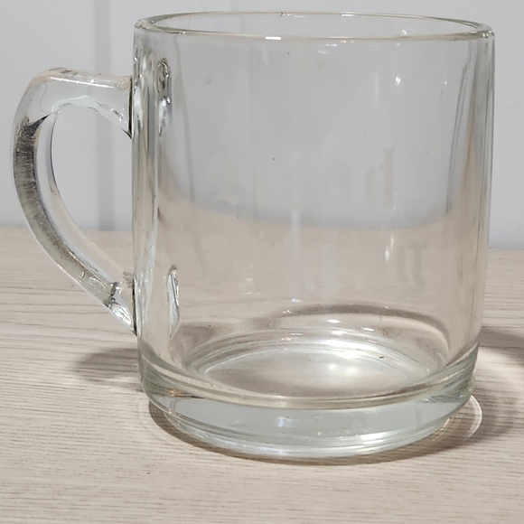 Vintage French Crystal Clear Etched Head Viking 8 oz Mug - Picture 1 of 4